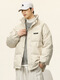 hteec Hong Kong trendy brand winter 90 white duck down casual warm down jacket men's loose standing collar cold-proof bread jacket coat beige XXL