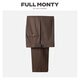 
FULL MONTY loose wool suit pants for men business casual high waist Naples trousers [Global Customized Home Series] Dark Brown 6995 36