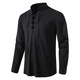 Men's Henley Medieval Retro Shirt Lace-Up Long Sleeve Shirt Nordic Style Renaissance Punk Performance Costume Navy L