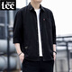 Lee DPRRE Pure Cotton 7-Viertel-Ärmel-Hemd Herren Arbeit Jacke Koreaner Stil Trendy Lose Casual Shirt Herren lässig Hong Kong Style 723 Blau (7-Quartal) Lee01 XL