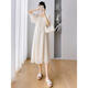 Geman maternity dress summer loose large-size top covering belly summer skirt puff sleeve maternity dress summer skirt off white skirt (recommended 120-140 Jin [Jin equals 0.5 kg])
