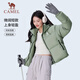 Camel 660 high-coat down jacket for women short thickened windproof hooded bread down jacket for women 724CA6B601, green, women S