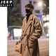 JEEP SPIRIT British style woolen coat men's mid-length winter thickened Korean style handsome high-quality over-the-knee woolen windbreaker jacket off-white XL