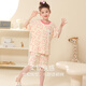 Nuodun summer thin children's pajamas girls short-sleeved shorts medium-sized children's girls 100% pure cotton baby home clothing set A5012 girls 130