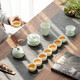 SUSHI CERAMICS Jade Jade Kung Fu Tea Set Suet Jade Ceramic Three-Cai Covered Bowl Celadon Teapot Set Holiday Gift Box