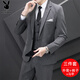 Playboy (PLAYBOY) Suit Suit Men's Business Slim Suit Formal Wear Male Groomsman Clothing Groom Wedding Dress Jacket Three-piece Set Light Gray XL