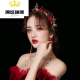 [New Valentine's Day Gift] Bride's Toast Wear Headdress Chinese Fairy Style Red Knot Wedding Korean Hairband Dress Accessories Simple and atmospheric internet celebrity's same style hairband + earrings (ear clip) + butterfly (gift box)