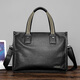 
COW briefcase men's head layer cowhide men's handbag large capacity genuine leather bag C-8621 elegant black 14 inches