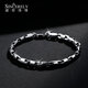 Shengshi Qiyuan pt950 platinum bracelet, dazzling black gold, men's platinum bracelet, high-end Japanese character bracelet, men's gift for boyfriend, gift for husband, dazzling black platinum, 16 cm, 10.40 g, 4.2mm thick
