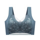 Women's Lace Wrapped Breast and Beautiful Back Bra, Push-up Wireless Fixed Cup Top-up Seamless Vest Style Sleeping Bra, Dark Blue 3L 120-140Jin Jin equals 0.5kg