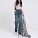 Markyinxiang hohe Taillenhosen mit breitem Bein modische Jeans für Frauen im Frühjahr und Herbst 2025 Neues kleines, lose Retro-Hosen HN684 Retro Blue XL (geeignet für 120-130jin [Jin gleich 0,5 kg]))