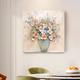 
Wingtu hand-painted oil painting restaurant decoration painting modern simple living room hanging painting French texture painting light luxury style artistic high-end sense, flowers blooming 60*60 hot-selling spot silver metal frame