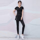 Vansydical sports suit for women running breathable short sleeves and breathable student training fitness yoga suits, lotus purple + cabbage purple five-piece set TC57550 M (women's style recommendation: 95-105Jin [Jin equals 0.5 kg])