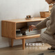 Genji Muyu solid wood TV cabinet modern living room oak household storage cabinet walnut color glass sliding door TV cabinet 2.0 meters