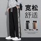 AWKW休闲裤男春秋冬季韩版潮牌运动宽松大码阔腿直筒九分卫长裤子男士 TOP-854黑色 4XL(建议体重180-200斤)
