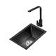 PULT Black Nano Kitchen Balcony Bar Handmade Small Sink Single Tank 304 Stainless Steel Washing Basin Mini Washing Pot With 6193 Round Faucet Full Set 450x400mm