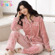 Gebaifen winter coral velvet pajamas for women autumn long-sleeved lapel warm thickened velvet casual home wear sports suit 66948 velvet light pink M (80-100Jin [Jin equals 0.5 kg])