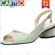 Kartelfischmund Sandalen für Frauen 2025 Sommer Neues echtes Leder dicker Absatz mittelschwerer Mode vielseitige Frauen -Internet -Promi Sandalen Aprikosen Farbe 37
