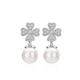 Qlady four-leaf clover imitation pearl earrings, feminine, high-end, 925 silver needle earrings, light luxury earrings, birthday gifts