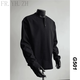 FR.YH.ZH2024 Autumn versatile Henry collar long-sleeved T-shirt men's casual sports waffle Polo shirt T-shirt top black XL