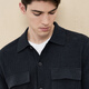 Emz Ordos [lana ultra ligera] Otoño e invierno Nuevo producto botón Lapa vertical Strip vertical de lana para hombres elásticos Cardigan de lana