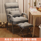 Computer chair, home comfortable backrest, lazy sofa, folding reclining chair, study office chair, dormitory leisure e-sports chair, upgraded bold and thickened square tube, gray + storage bag + free lumbar pillow + footrest