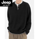 JEEP SPIRIT American retro design casual Henry collar sweater sweater for men and women loose autumn couple lazy pullover top green high quality M