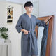 
NaiJIATU men's spring and summer thin nightgown for women's towel bathrobe plus size pajamas home clothes couple medium long short sleeve waffle charcoal grey men L 130-150Jin [Jin equals 0.5 kg]