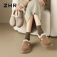 Zhr Birkenstock Schuhe für Frauen plus samt dicker Sohle erhöhte Baumwollschuhe für Frauen lässige Schneestiefel für Frauen Winter JF98B Kamel 37