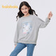 Balabala Children's's Clothing Girls Sweat-shirt Spring Wear 2024 Mediadise Children's à manches longues Round Round Necol Pullover mignon Tendance Pet 208124121002