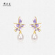Zhou Taisheng's wisteria flower earrings niche design silver earrings pearl jewelry birthday gift for girlfriend