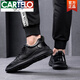 卡帝乐鳄鱼（CARTELO）新款真皮男士乐福鞋一脚蹬小白鞋男休闲百搭白色头层牛皮平底板鞋 黑色A9758-1 42