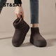 
ST/SAT Saturday winter new fashion snow boots for women plus velvet warm non-slip thick sole short boots trendy comfortable short boots brown 37