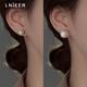 Lnieer Korean fever same style Shijia pearl earrings for women 999 pure silver celebrities Australian white ear piercing new earrings earrings Shijia pearl earrings 14mm 999 pure silver