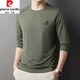 Pierre Cardin Camiseta suave de manga larga para hombres Pierre Cotton Cotton Men en otoño e invierno Nuevo suéter de cuello redondo lo suelto Camisa versátil de base versátil 829-Black 190/4xl recomendado 180-200Jin [Jin equivale a 0.5 kg]