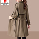 Pier Cardin 2025 Spring and Automne New Women's Trench Coat Veste de longueur Mid-Longue grande taille Petite manteau British Style Vêtements pour femmes Black L (100jin suggérés [Jin est égal à 0,5 kg] -115jin [Jin est égal à 0,5 kg]))