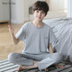 MANNIDO SOMMER SUMMER KINDER PURE COUTWOLLE Kurzärärmische Hosen atmungsaktiven Pyjamas für Jungen und Jungen Hauskleidung Baumwolle große Kinderklimaanzug N9902 [kurze Länge] 175 größere Version L Größe [Gewicht 120-130]