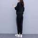 Pinhuifei Traje de verano para mujeres de gran tamaño Swearswear Sportswear ligeramente gordo MM adelgazante y escondite que cubre el vientre Traje de madre suelto de dos piezas 693 Negro [estilo de primavera y otoño] 4xl Jianyi regular 160-180Jin [Jin equivale a 0.5 kg]