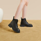 Qianbaidu heighten Martin boots for women in winter new genuine leather fashionable short boots for women shoes with velvet to keep warm black (velvet inside) 37