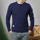 AK ARMY high-end pure cotton men's long-sleeved T-shirt spring and autumn new AK ARMY khaki Henry collar casual all-match base shirt navy blue S