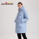 Shirron Mid-Longgent Down Jacket for Women Simple y versátil Armband Autumn and Winter Jacket 13567 Xuanqing Black XL