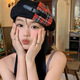 Miao Yijia Big Head Hat Women's Beret Octagonal Hat Versatile Painter's Hat 2026 New Spring and Autumn Fashion Fashionable and Small Face Classic Red Plaid Beret One Size M 56-60cm