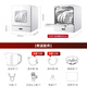 GORGENOX 5 sets of installation-free dishwashers desktop small hot air drying UV sterilization baby care fruit and vegetable washing household ultra-narrow dishwasher washable pot white (newly upgraded soft water system)
