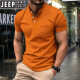 JEEP SPIRIT2025 new American retro solid color short-sleeved T-shirt top European and American summer men's fashion Henry neck half-sleeved shirt gray XL
