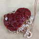 Zhaohao coral pendant, oxblood coral peony flower, 18k gold set with diamonds and colored gemstones