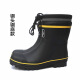 CONWHD construction site rain boots low-top anti-smash and anti-stab labor-protection water shoes men's rubber material safety protection steel toe steel sole rain boots black yellow strip HH-01241