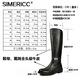 Simericc Full Leder Military Parade Stiefel, ein Fuß militärische Reitstiefel, Herren-Motorrad-Ritterstiefel, echte Lederstiefel 6629 Black 42 (260 mm)