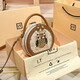 
ESDS Hong Kong genuine leather bag women's bag 2025 new light luxury high-end owl cartoon small round bag retro shoulder bag off white (counter gift box set)
