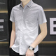 Romon Ice Silk Camisa de manga corta Hombres de estilo de verano Camisa informal Men Medias de collar de mangas Versátiles Versátiles 844 Verde XL