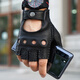 Lootis NOOLDERS men's half-finger retro driving deerskin gloves retro motorcycle riding driving gloves half thin black M size